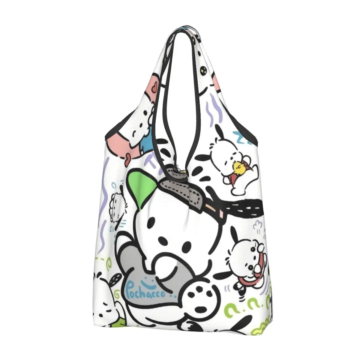 Custom Pochacco Sanrio Cartoon Groceries Tote Shopping Bag Women Funny Shoulder Shopper Bags Large Capacity Handbags