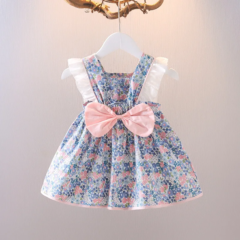 

Summer Kid Girl Dress Ruffle Seeve Bow Princess Dress Flower Print Wedding Party Toddler Costume Birthday Children Clothing A969