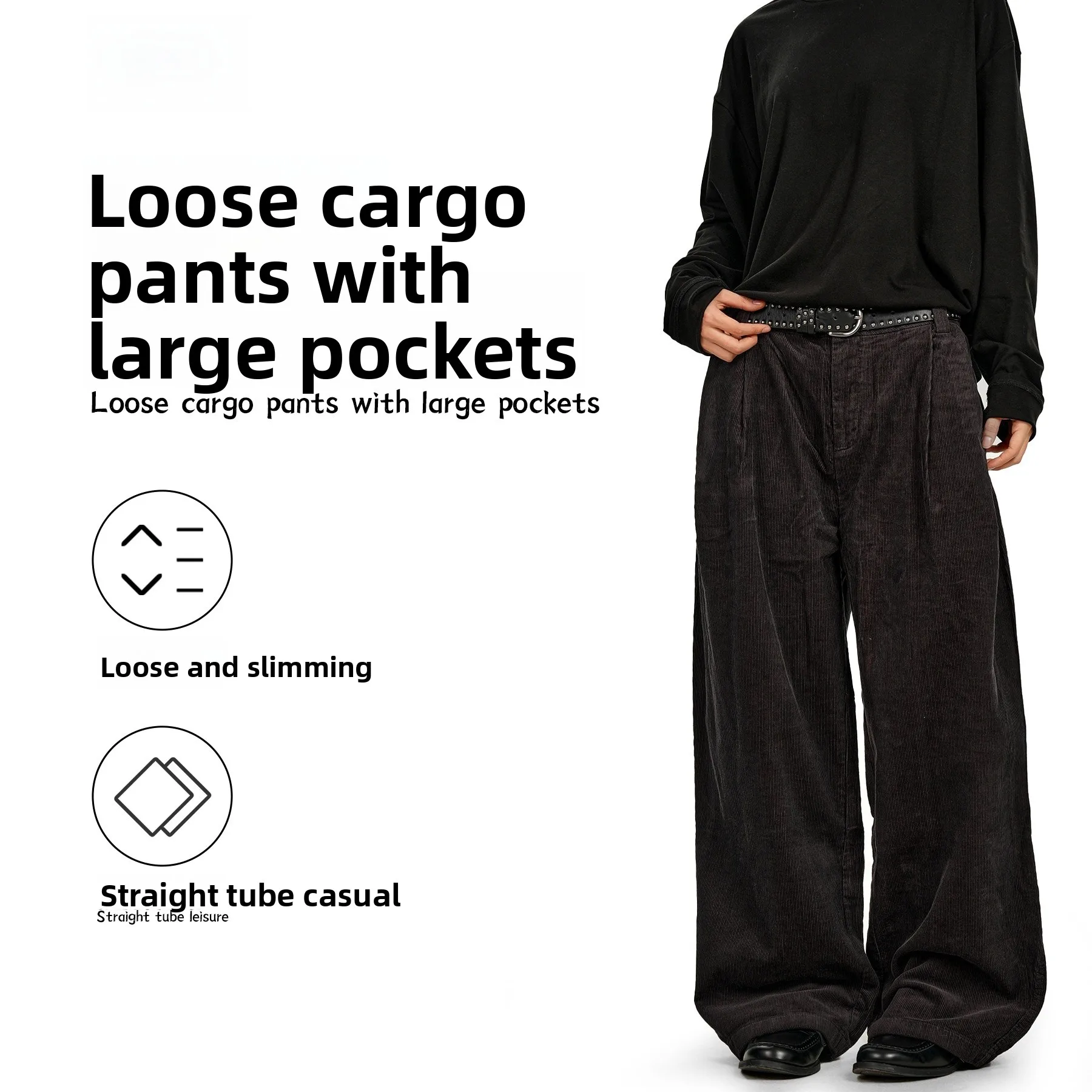 

Американские ретро-брюки из вельвета с широкими штанинами, унисекс, удлиненные, свободного кроя, рабочие брюки, молодежные прямые брюки