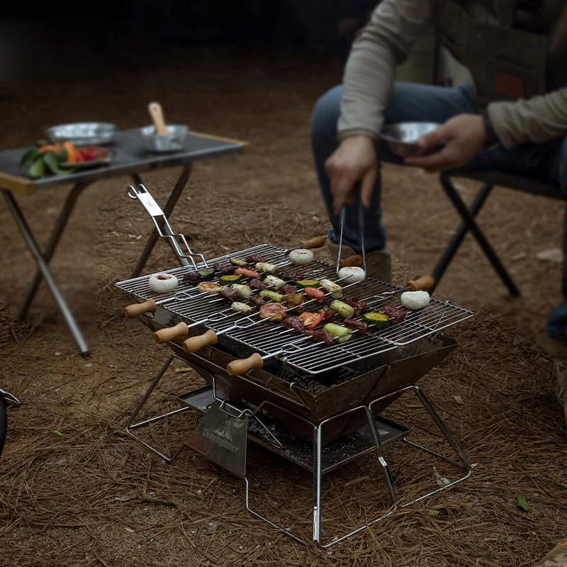 

Портативный складной гриль CAMPINGMOON MT-3 из нержавеющей стали для кемпинга и пикников, для приготовления пищи на открытом воздухе