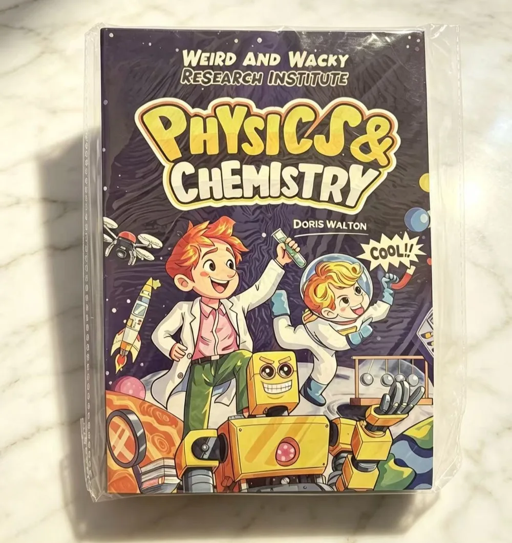 2 Books Children English Comic Set Physics Chemistry Weird Wacky Research Lab Science Periodic Table Knowledge Gift for Kids