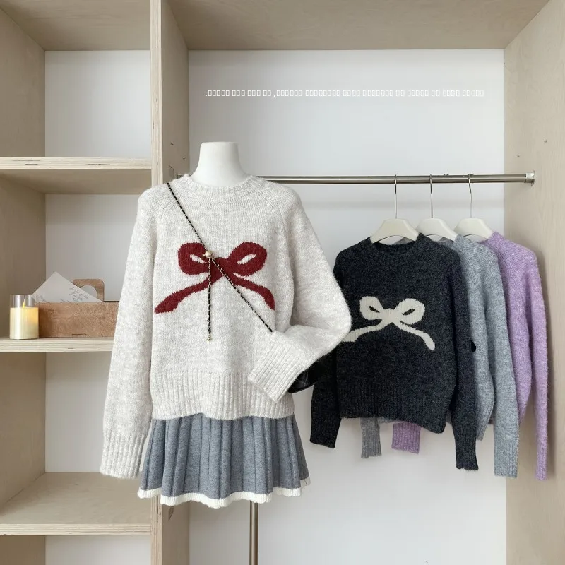 

2025 Festival Thiened Knitted Sweater Women's Autumn Winter New round Ne Korean Version Small Size Overhead Swe...