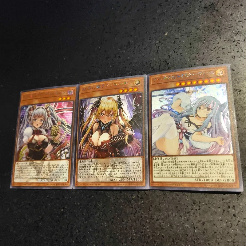 Yu-Gi-Oh! DIY hecho a sí mismo 3 unids/set Maliss P tarjeta Flash de conejo blanco Lacrima The Crimson Tears 4th Bullet tarjeta de colección de dibujos animados