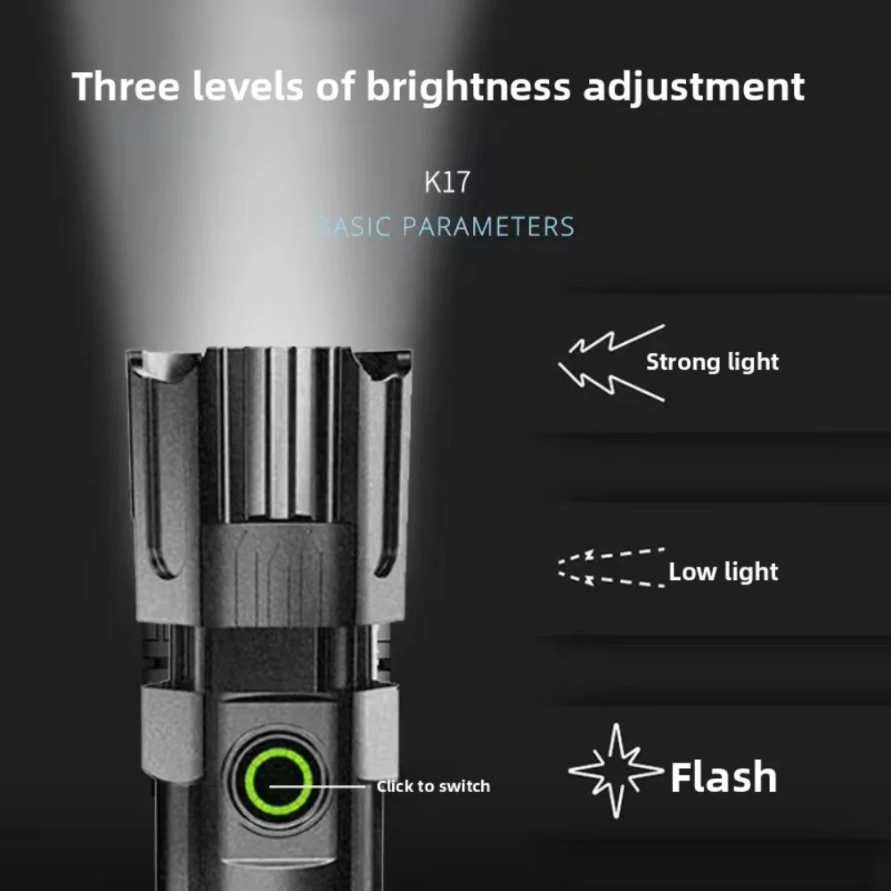 Outdoor Multi-Functional Zoomable Flashlight, Ultra-Bright & Super Powerful, USB Rechargeable with Long Battery Life for Hiking