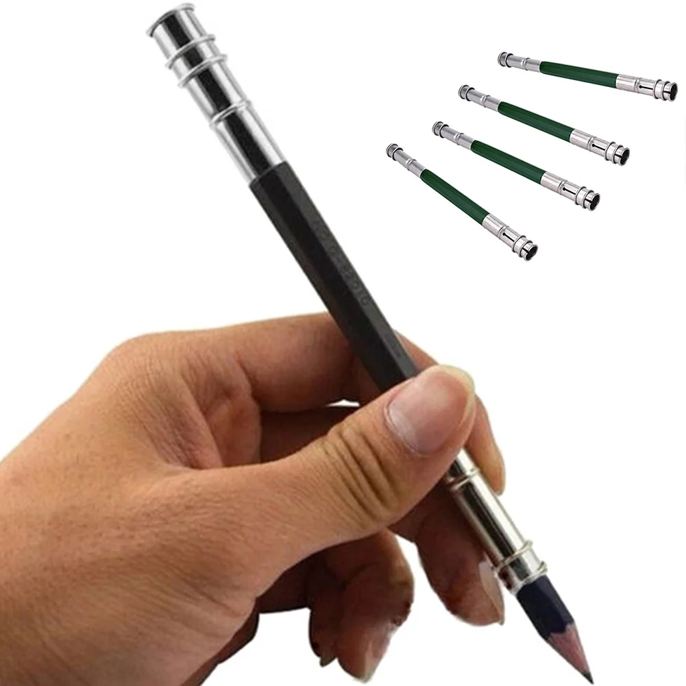 Prolunga per matita con prolunga per matita in metallo a doppia testa per presa per penna Clip per bastoncino di carbone