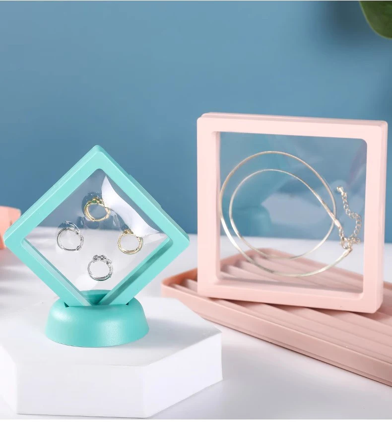 Bulk 3D Floating Frame Display Holder Stand Ornament Organizer Case Lot of 10 Travel Portable Suspended Gift Jewelry Storage Box