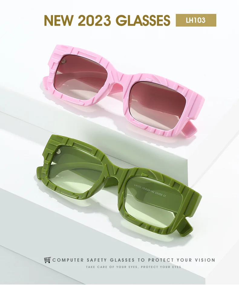 Personalisierte Sonnenbrille mit quadratischem Charakter, literarische Jelly-Farbe, Hipster-Street-Style-Sonnenbrille, Alltagsaccessoires für Damen – Detail 1