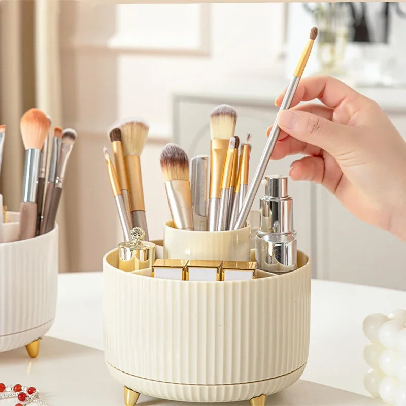 360° Rotating Makeup Tool Storage Box Desktop Organizer Cosmetic Brushes Holder Lipstick Eyebrow Pencil Holder Jewelry Container view 2