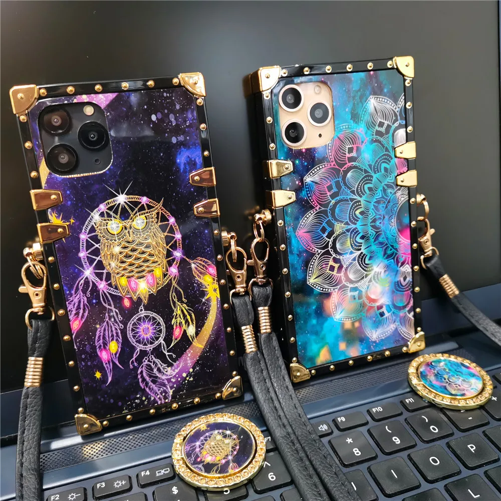 Fashion Colorful Owl Flower Cover Crossbody Lanyard Case For Samsung Galaxy A55 5G A15 A25 A35 A54 A14 A13 A33 A53 A34 A05S A52