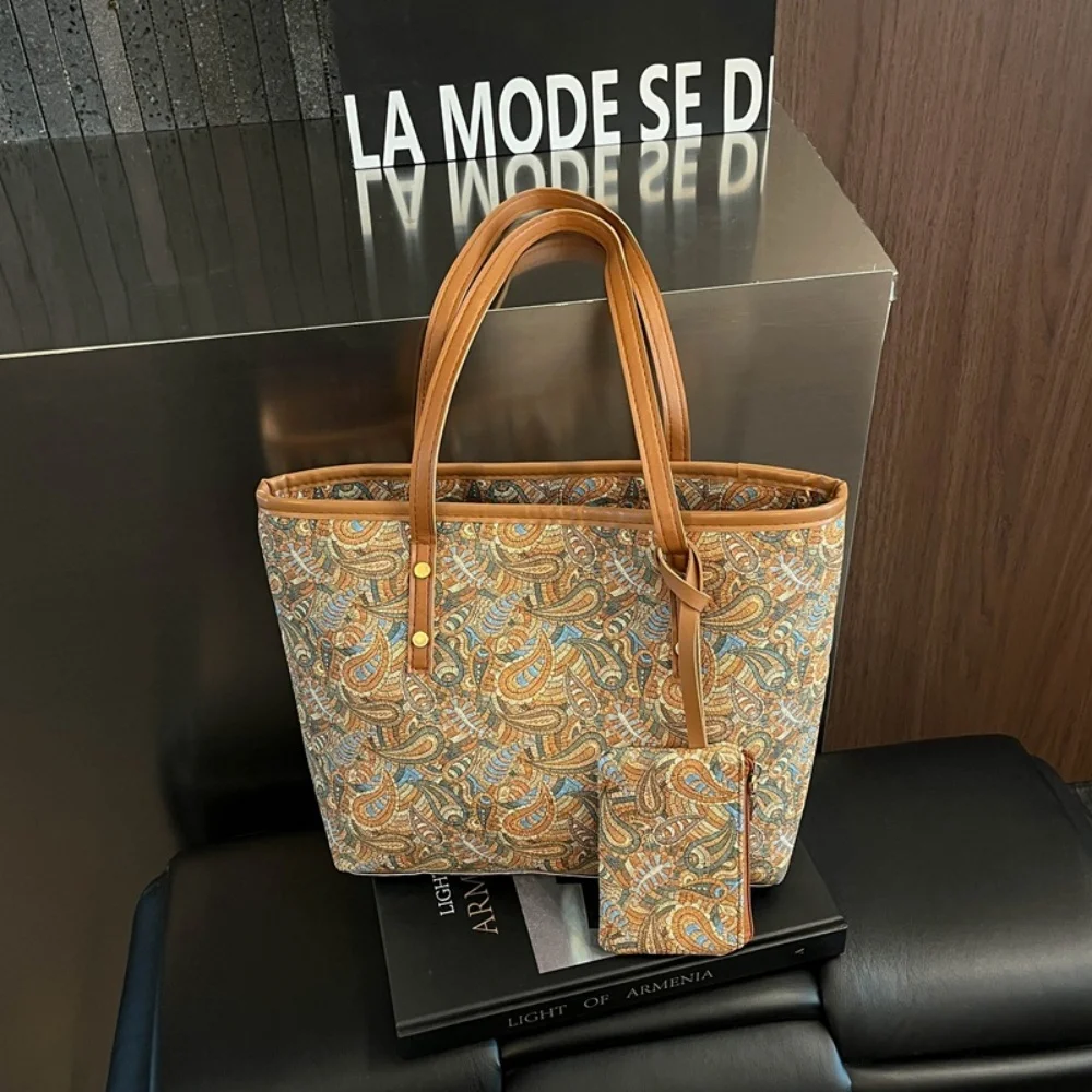2-teiliges Damen-Set: Große Kapazität Tragetasche und Geldbörse im Koreanischen Stil, Vielseitige Unterarm-Handtaschen für Arbeit und Tägliches Pendeln – Detail 5
