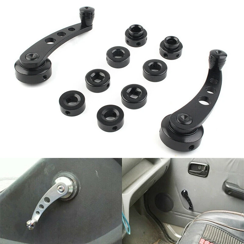 Universal Car Window Handle Winder Riser Replacement Winder Crank Riser Window Handles Aluminum Alloy Black