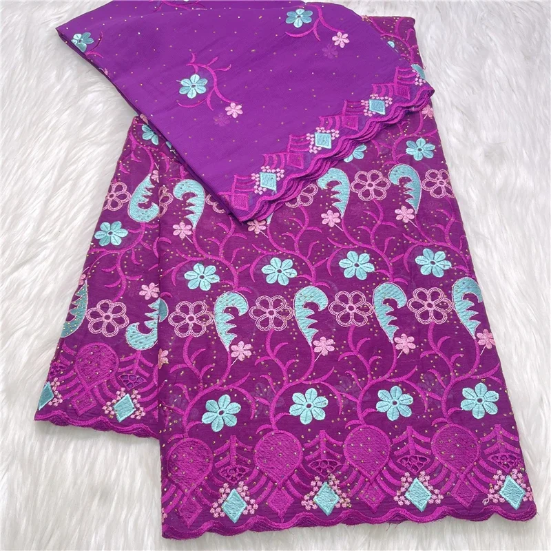 

5+2 yard with scarf heavy beaded embroidery African 100% cotton fabric Swiss voile lace popular Dubai style 27L5121003