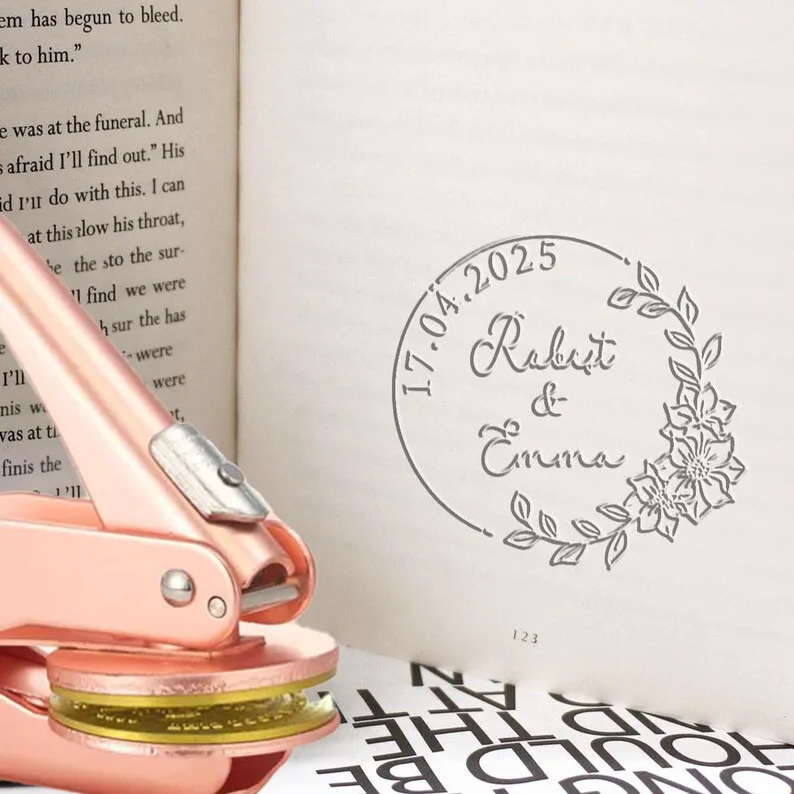Personalized Book Embosser Custom Text FROM THE LIBRARY OF Stamps DIY Logo Name for Lover Gifts Wedding Envelope Card Decoration