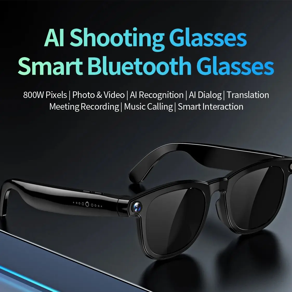 CY01 AI Smart Glasses 1080P HD Intelligent с сверхпрозрачной камерой 800 Вт, хранилищем 32 ГБ, Bluetooth-вызовом, видео-музыкальным плеермом