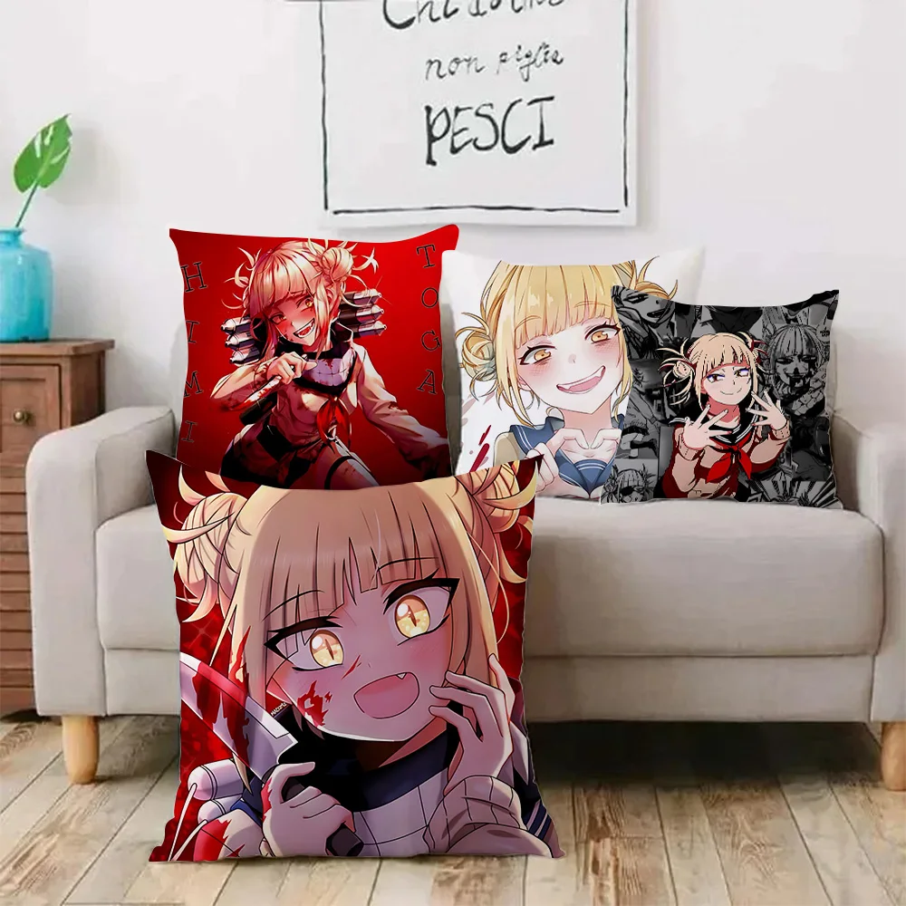 My Hero Academia Himiko Toga Pillow Covers Cartoon Sofa Decorative Home Double-sided Printing Short Plush Cute Cushion Cover