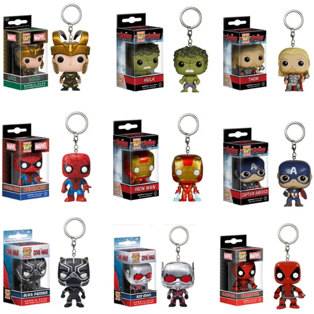 Funko-llavero de Avengerss Endgame para niños, figura de Spiderman, Hulk, Thor, Thanos, juguete para fanáticos, regalo de Navidad