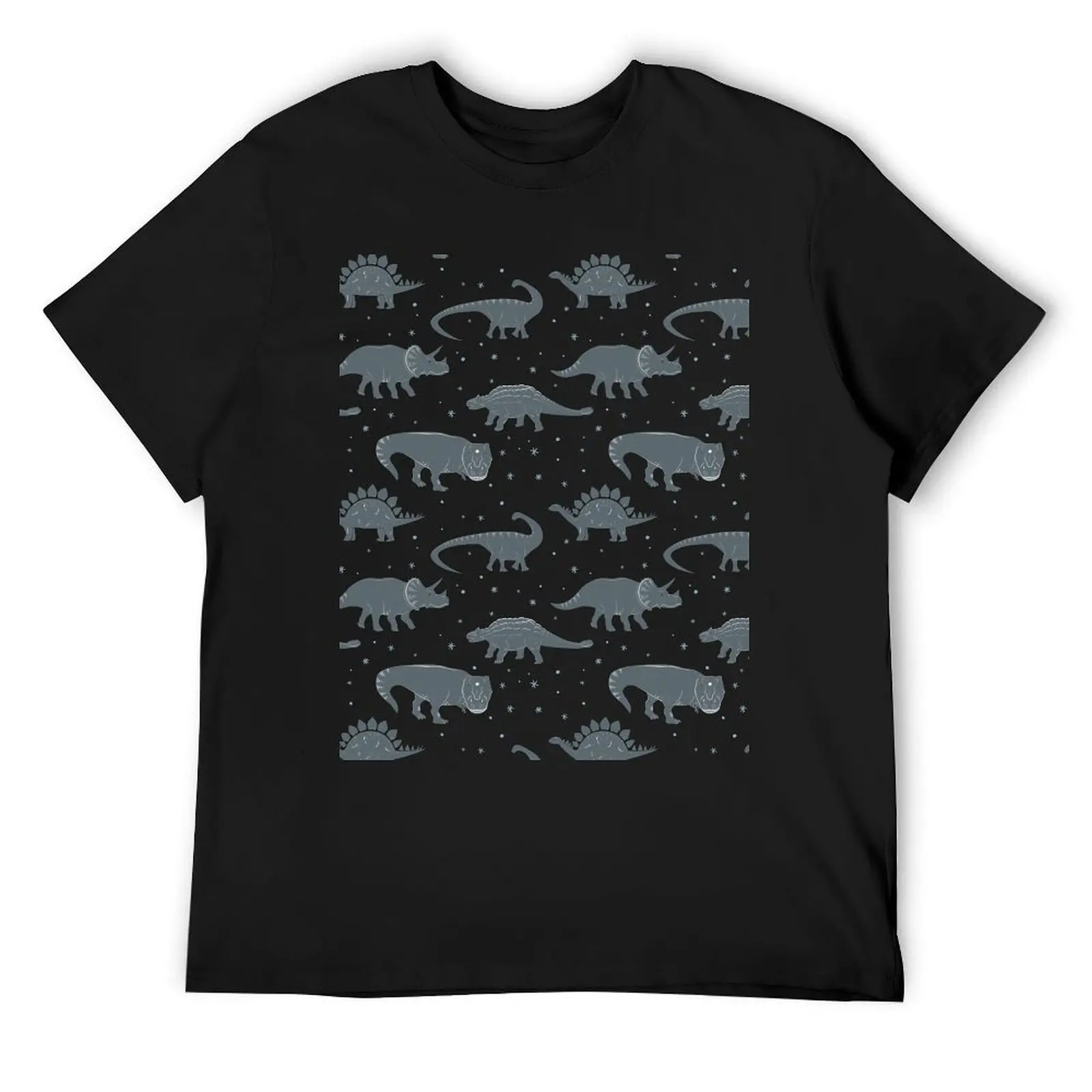 

Cute Black and Grey Dinosaur Pattern T-Shirt blue archive aesthetic clothes tees sublime funny t shirts for men