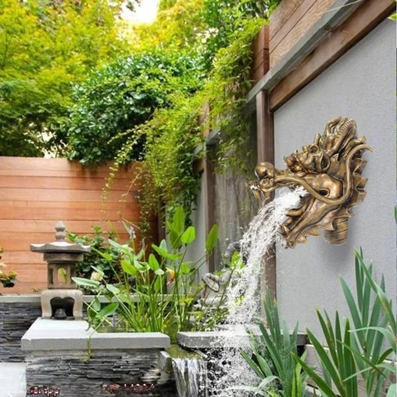 

Wall-mounted outdoor fountain/imitation stone carving faucet spouting nozzle/pool landscape water decoration/wall water nozzle