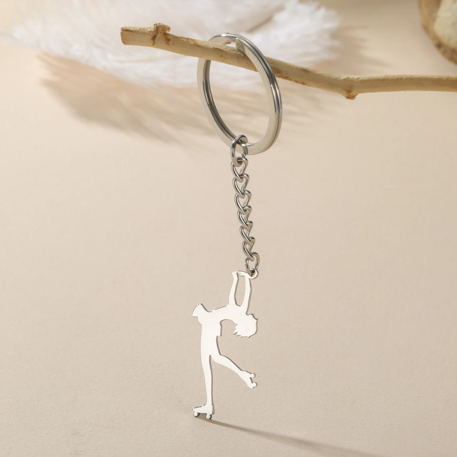 COOLTIME Eiskunstläufer Schlüsselanhänger Edelstahl Rollschuh-Sport Anhänger Schlüsselring Schmuck Geschenk Trend – Detail 17