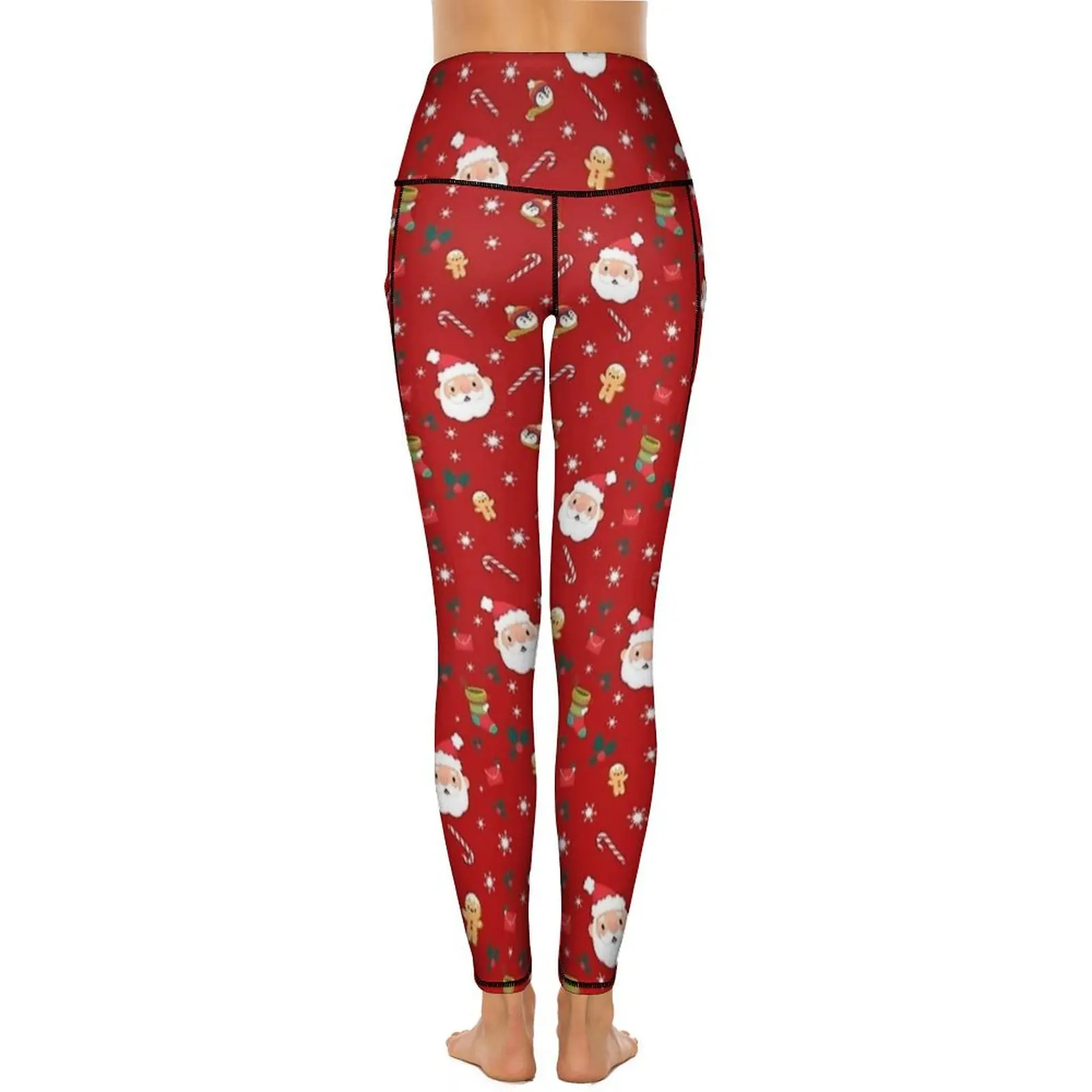 Cute Santa Claus Yoga Pants Sexy Christmas Red Leggings High Waist Workout Gym Leggins Female Elegant Stretch Sport Legging