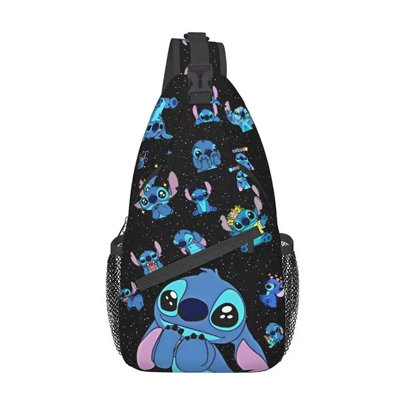 Disney New Stitch Crossbody Bag for Primary and Secondary School Students Casual Chest Bag Cartoon Print Casual Bag