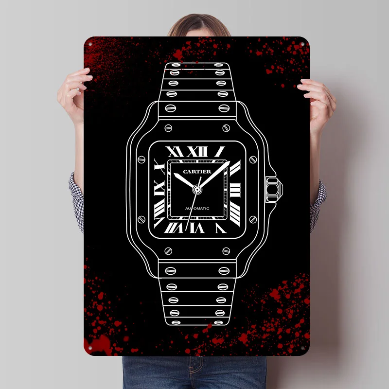 Affiche De montre De luxe De Santos, Art mural personnalisé, signes métalliques Vintage, Plaque en étain rétro pour décoration De grotte d'homme, maison esthétique