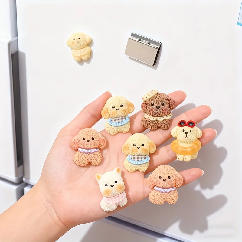 5pcs of Resin Fridge Magnets Featuring Teddy Puppies These Cute Dog-Shaped Magnets Can Hold Messages