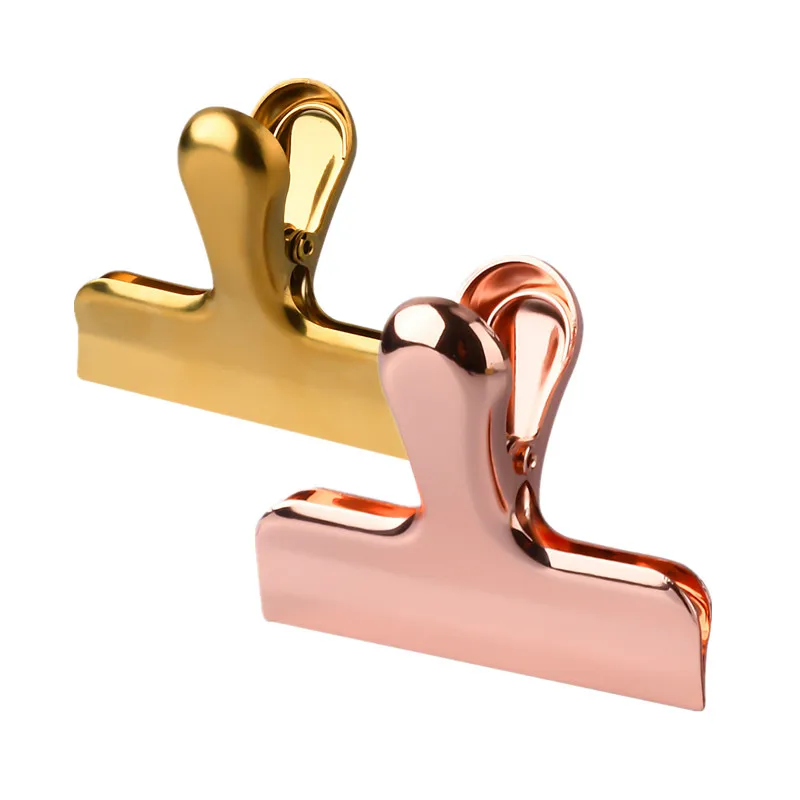 1pc Stainless Steel Rose Gold Black Snack Sealing Clip Nordic Style Food Clip Household Multifunctional File Bill Clip