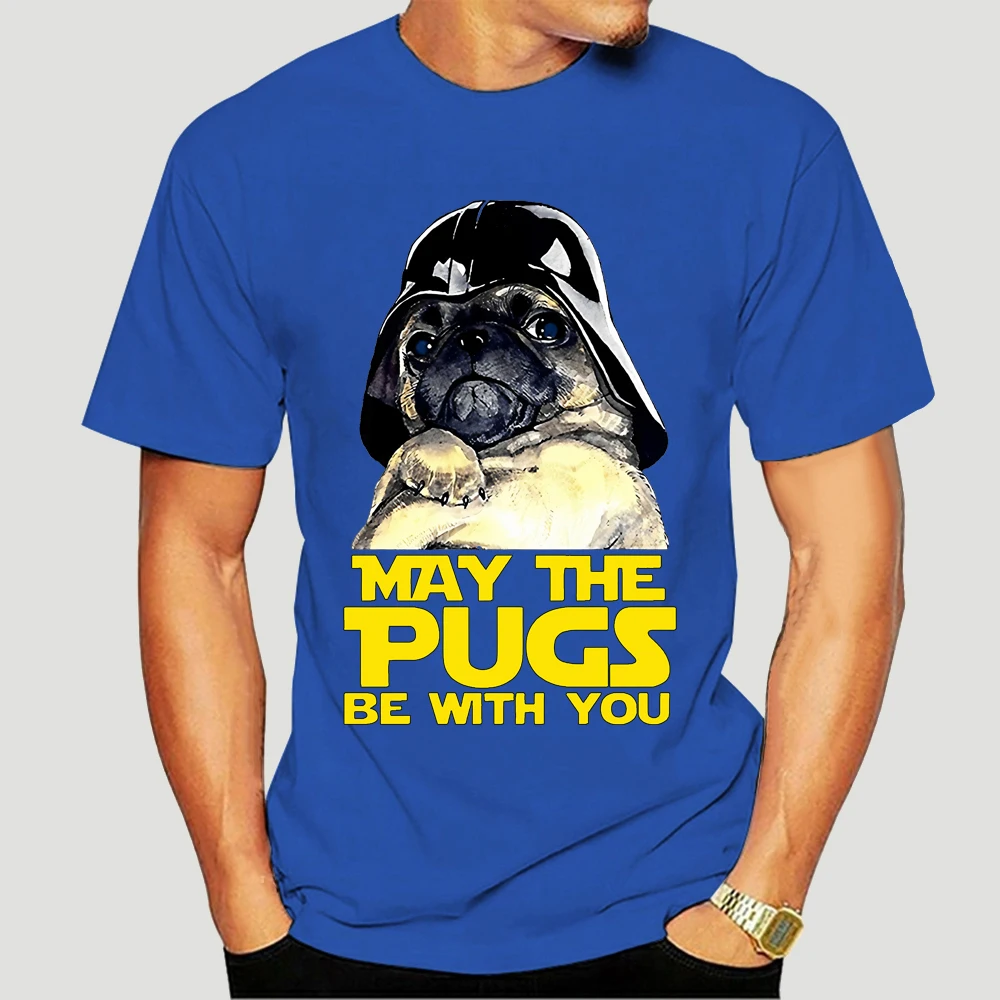 

Футболка мужская с надписью May The Pugs Be With You, хлопковая тенниска с короткими рукавами в стиле Kpop, забавная майка для фитнеса, уличная одежда в стиле хип-хоп, 3053X