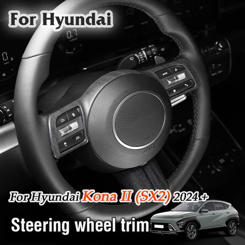 

Car Steering Wheel Frame For Hyundai Kona II SX2 2024 2025 Decorative Trim protective cover Bezel Sticker Auto Accessories