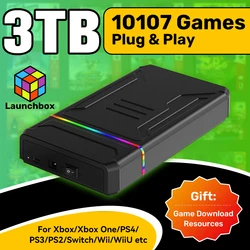 3T Gaming Hdd Launchbox Os Retro Game Console Voor Xbox/Ps4/Switch/Ps3/Ps2/Ps1/Wiiu/Wii/Dc Met 10107 Games Voor Windows Pc/Laptop