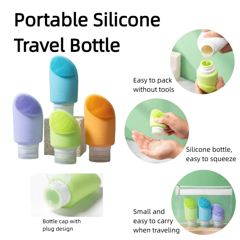 

Sub-bottling 60+90ml Set Silicone Travel Bottles Portable Refillable Leak-proof Squeeze Tubes for Shampoo/Lotion Macaron Colors