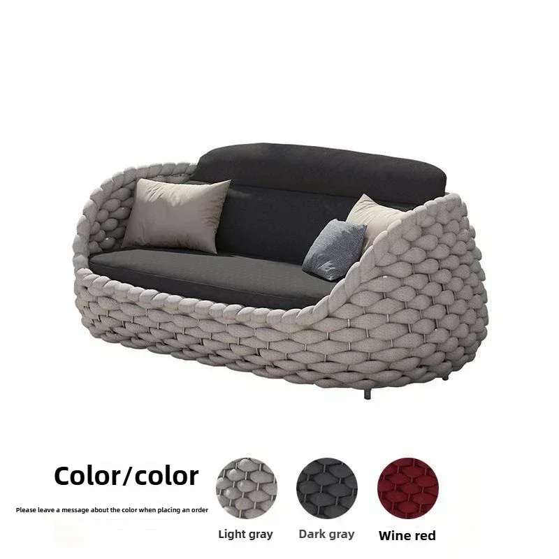 Tuinset van rotan met kussens, wicker loveseat, geschikt voor tuin, achtertuin, veranda, weerbestendig en duurzaam