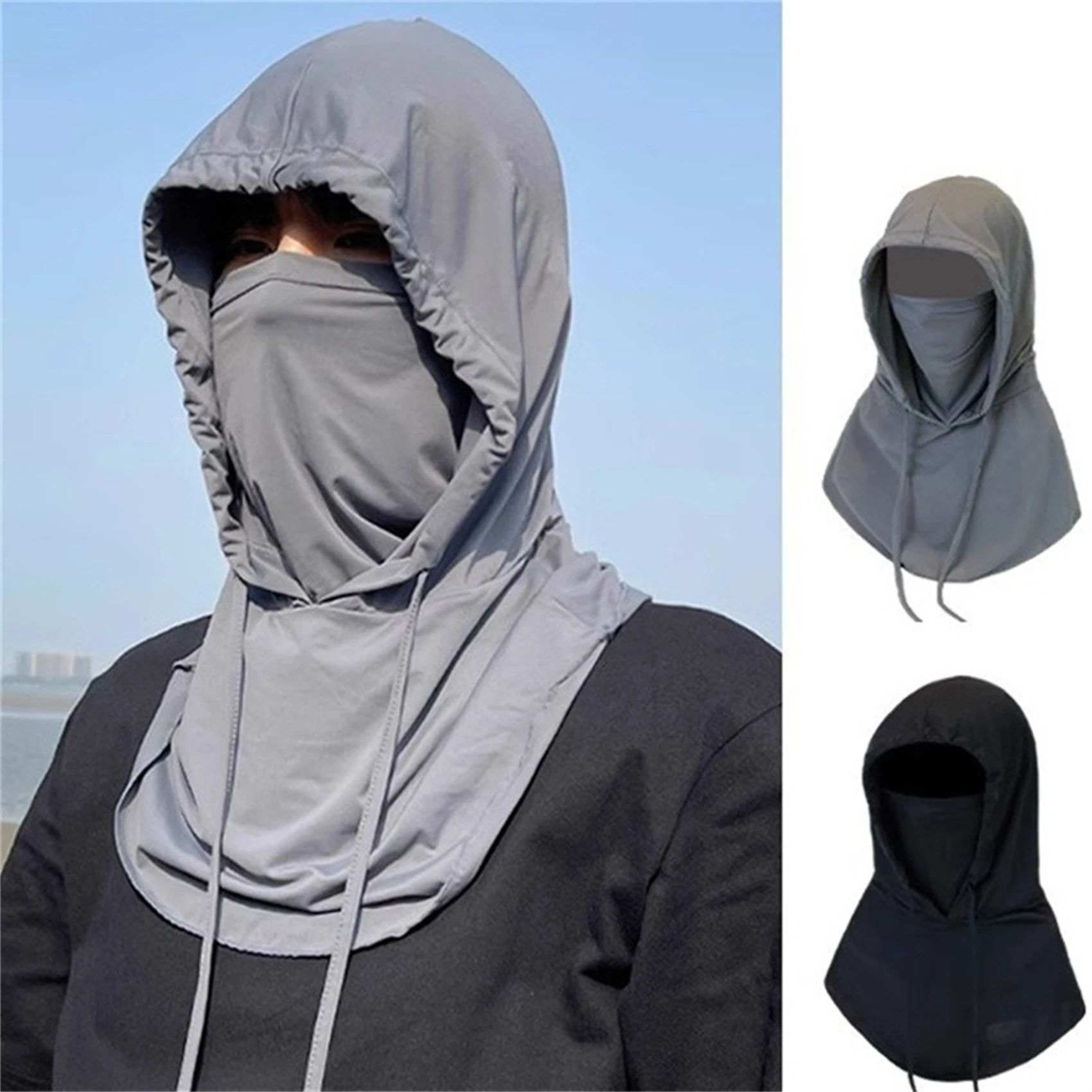 UPF 50+ Balaclava Men Women Face Mask Sun/UV Protection Breathable Long Ice Silk Neck Covers for Cycling Motorcycle Fishing