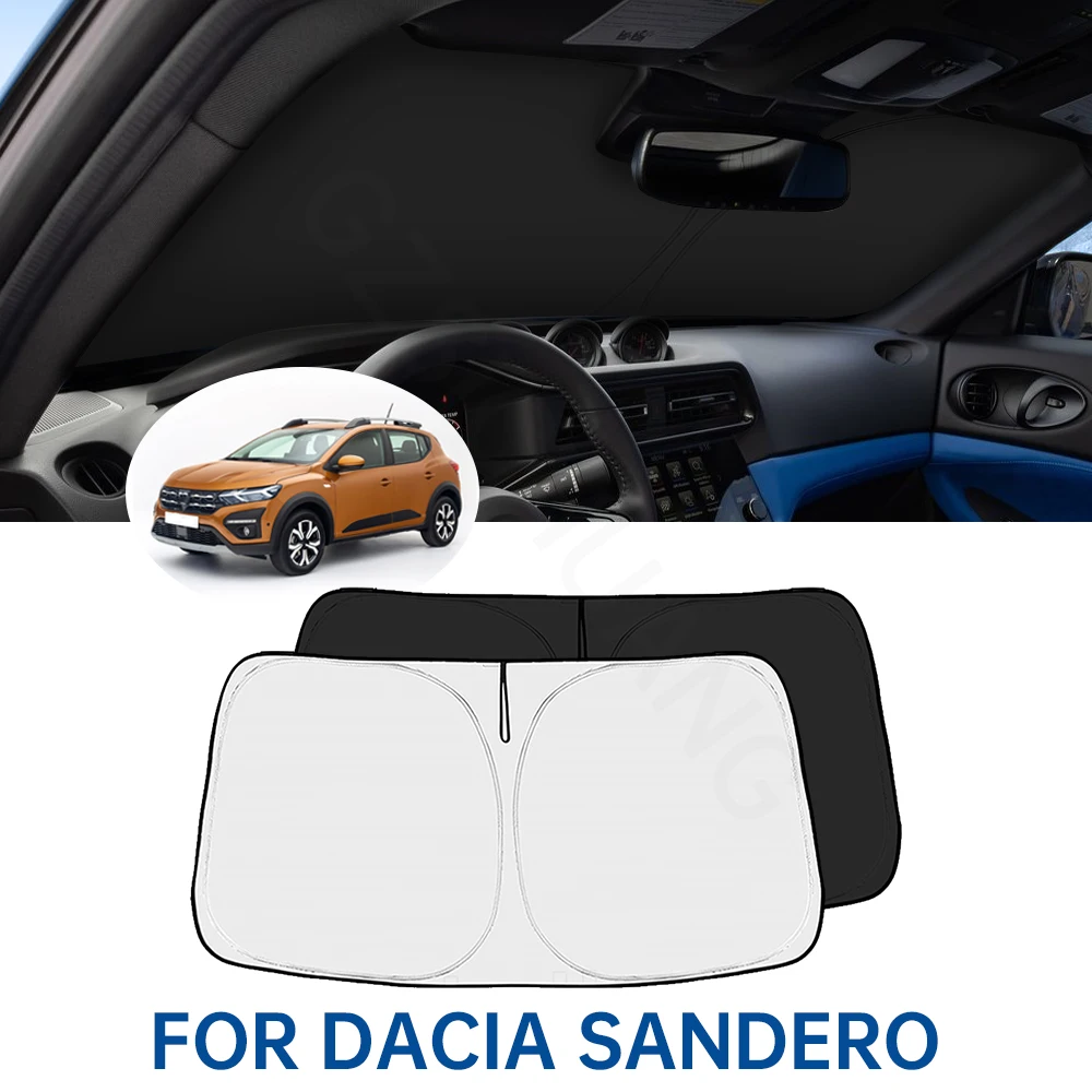 Windshield Sunshade Car Visor Front Window Sun Shade Cover For Dacia Sandero Stepway 2017-2023 2024 UV Protection Accessories