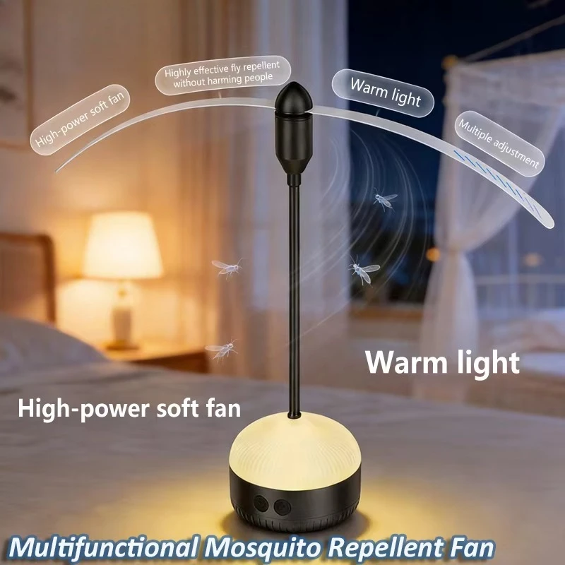 Portable Hanging Mosquito Repellent Fan Lamp Multi Angle Adjustable Insect Bug Repellent Device For Outdoor Camping Home Kitchen - view 2
