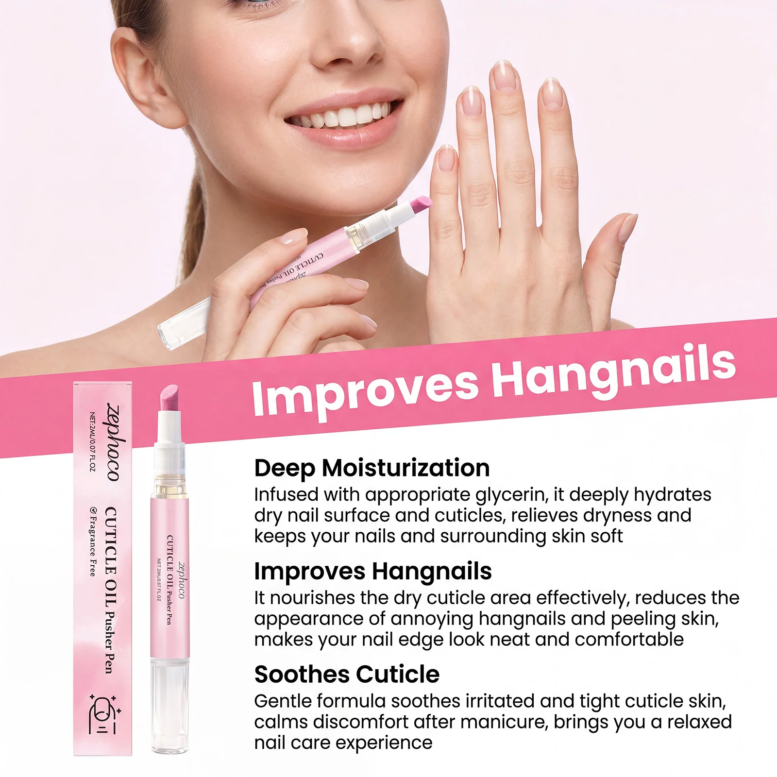 Cuticle Oil Pusher Pen Fragrance Free Sponge Tip Softens Dry Cuticles Hangnail Repair Nail Nourishing Nail Care view 4