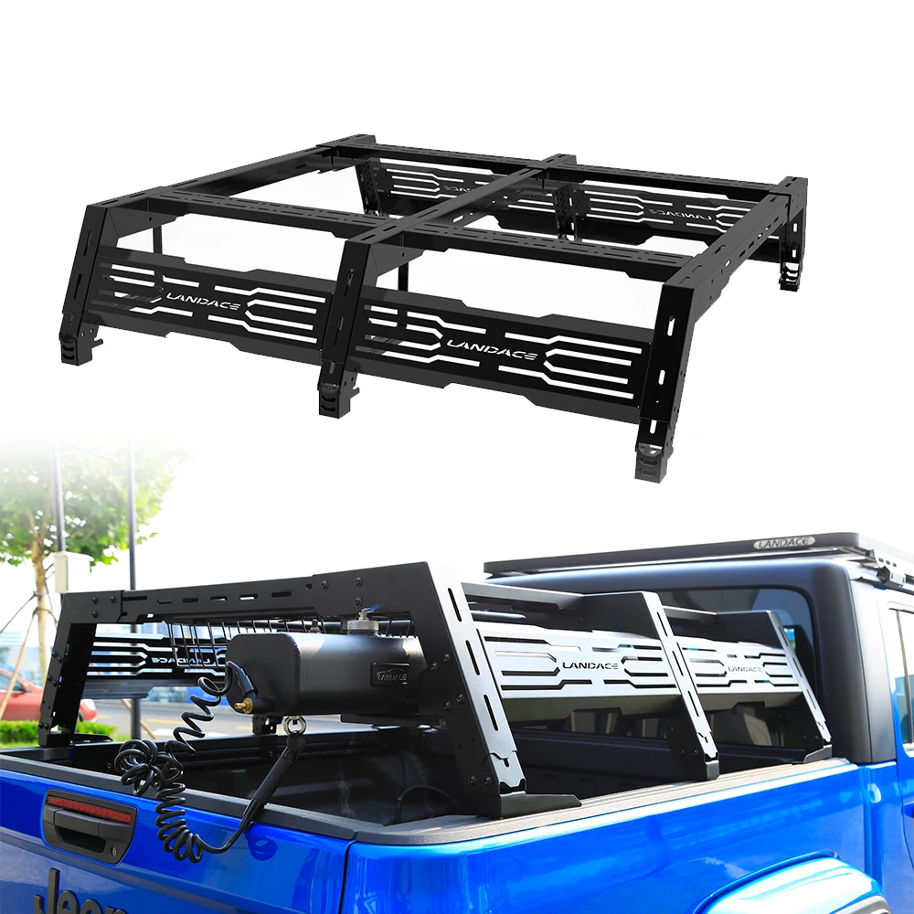 Height and Width Black Powder Coating Adjustable Overland Truck Bed Rack Roll Bar