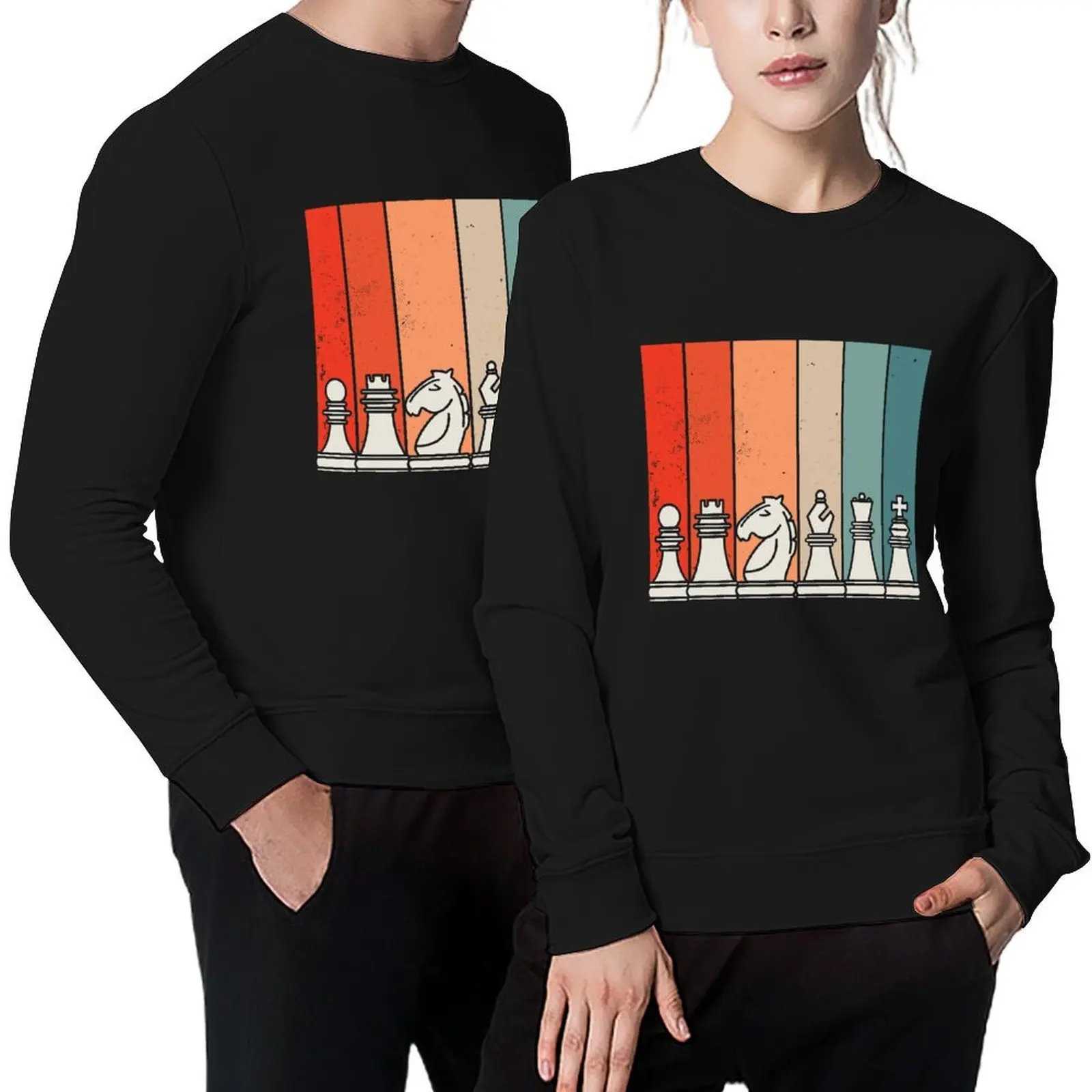 

Retro Chess Pullover anime clothing tracksuit korean style clothes male clothes winter man sweatshirt