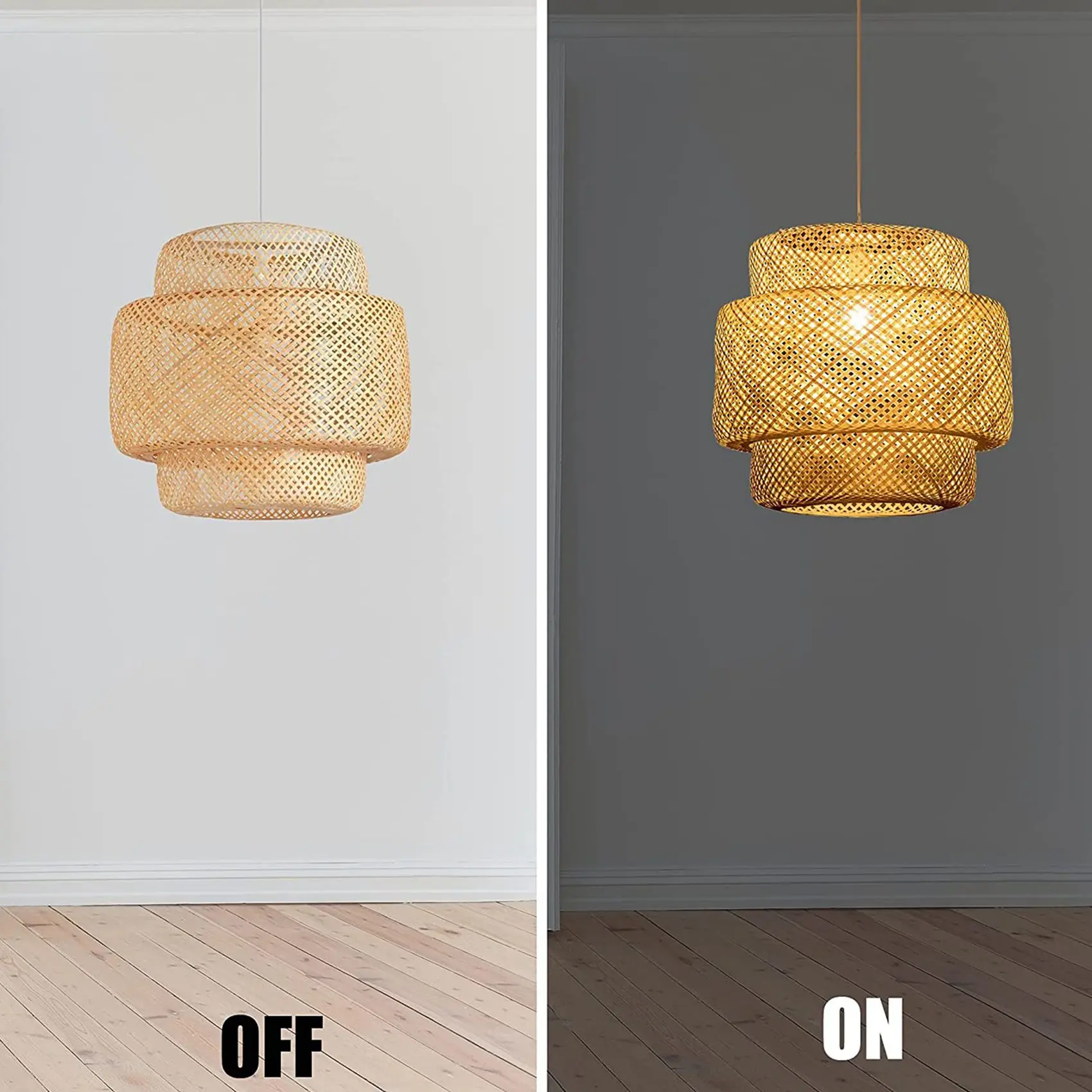2025 Trend Handmade Bamboo Lampshade Pendant Ceiling DIY Restaurant Aisle Lamp Shades Weave Hanging Light (Without Light Source)