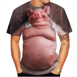 2024 Summer New 3D Printing Cute Pig Short Sleeve Animal Printing Fashion Loose Comfortable Breathable T-shirt Fun Fat Pig