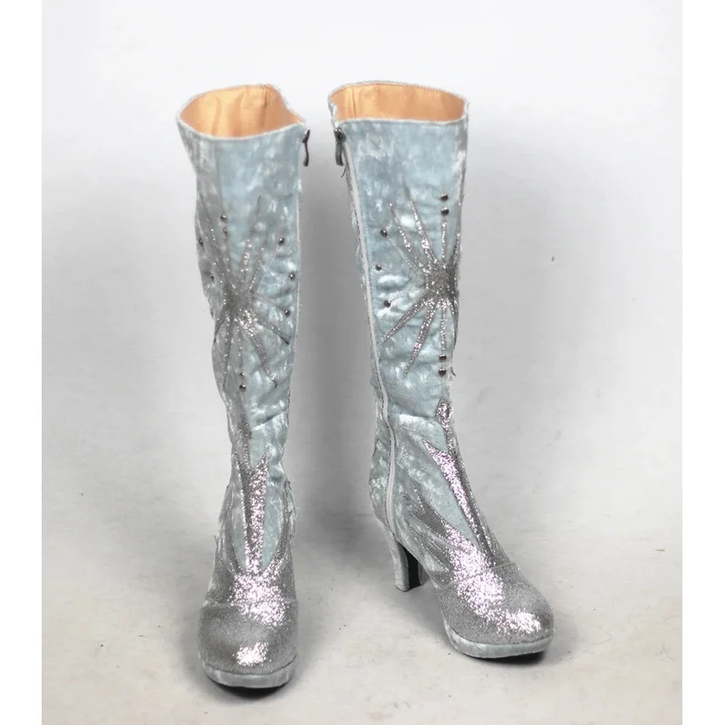

New Snow Queen Prince Anna Elsa Cosplay Adult Girls Shoes Boots Halloween Wedding Shoes Boys 44 size