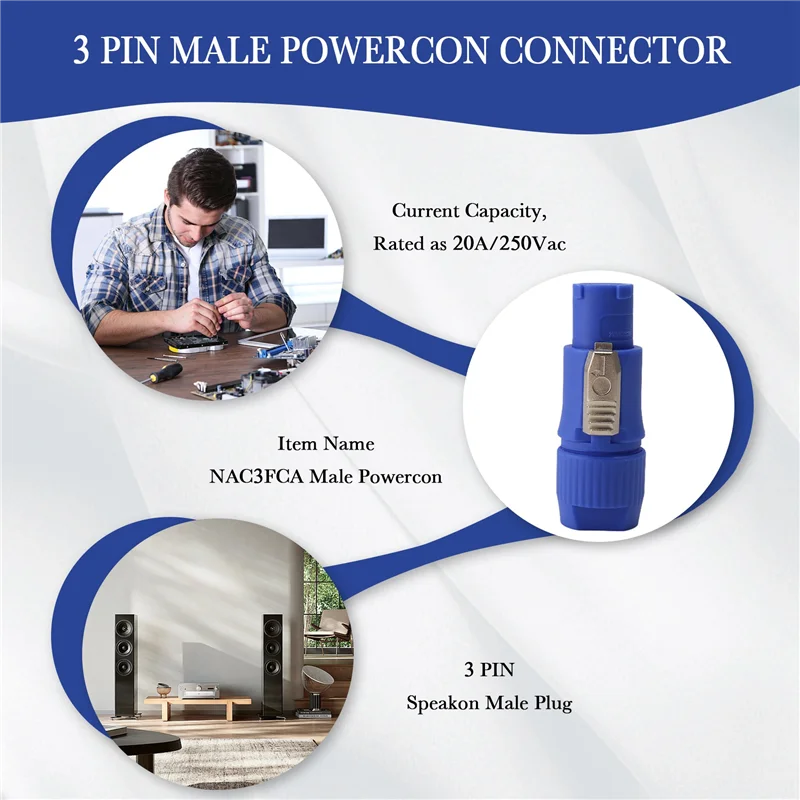 20 шт. разъем Powercon NAC3FCB вилка Speakon 20A 250 В разъем питания переменного тока синий и серый белый