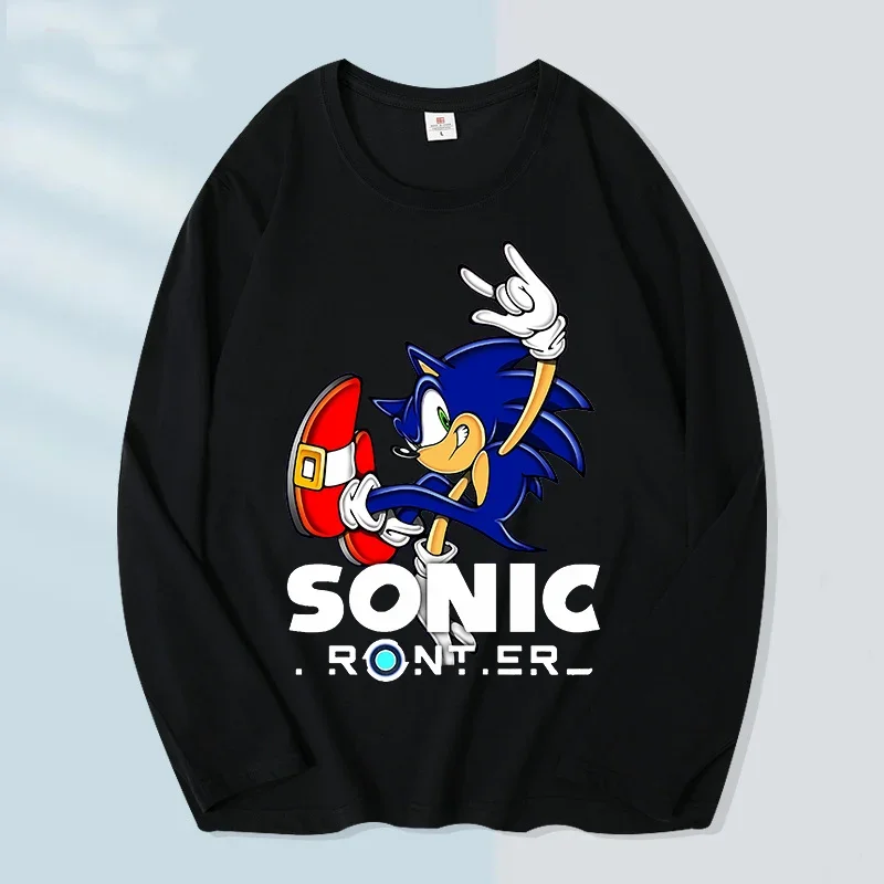 Sonics ผ้าฝ้ายผู้ใหญ่เสื้อยืดเด็กผู้หญิงลําลองหลวมอะนิเมะพิมพ์แขนยาวผู้หญิงผู้ชายฤดูใบไม้ผลิฤดูใบไม้ร่วงอินเทรนด์ Cool เสื้อผ้าของขวัญ