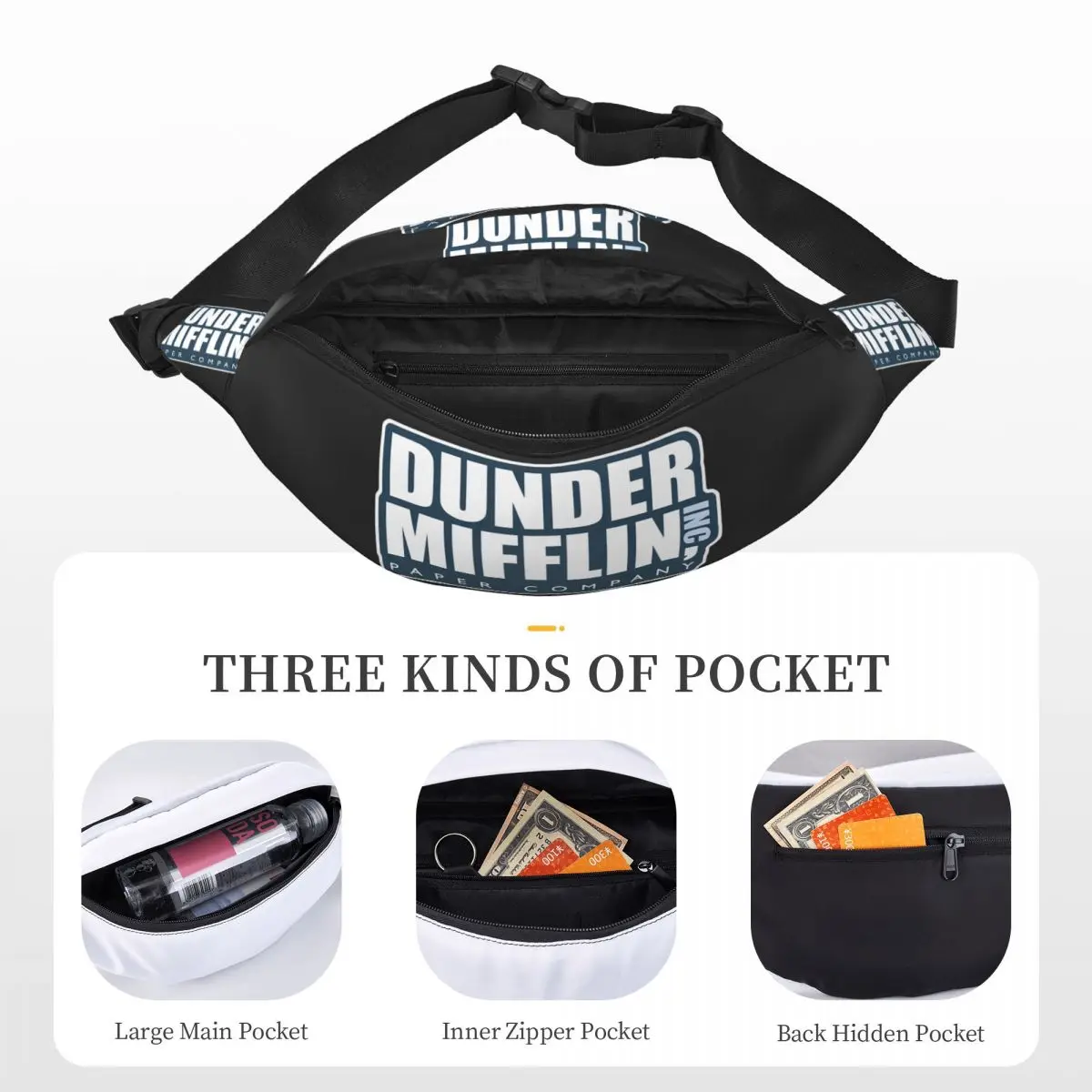 Dunder Mifflin-Unisex saco da cintura, multifunções Sling Malas, Crossbody Peito Malas, Short Trip Pack, Londres