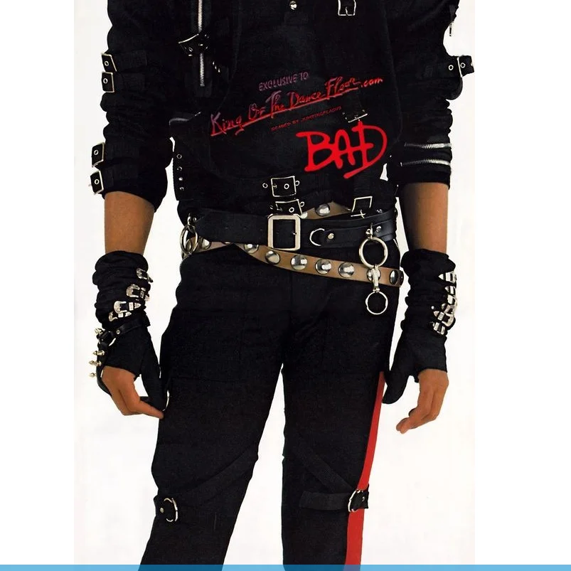Handmade Punk Rock Roall Gloves Michael Tour Dirty Diana Armbraces Metal Buckle Black Cotton for Adults