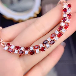 Ladies 925 Sterling Silver jewelry luxury exquisite women's natural magnesium aluminum garnet bracelet gift boutique free mail