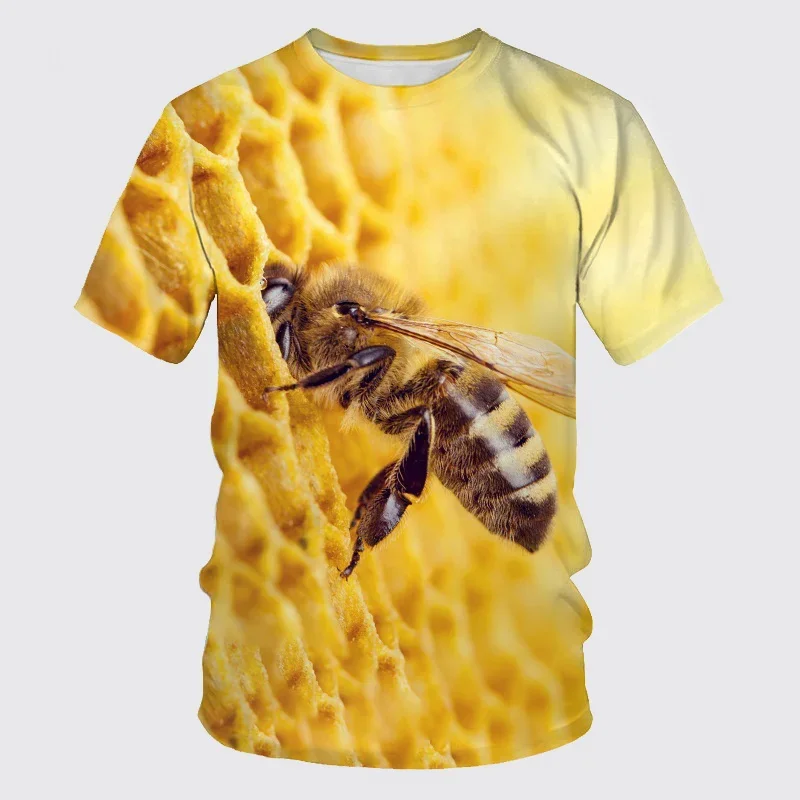 Funny Honey Bee Graphics T-Shirts Summer Fashion Short Sleeve Animal 3D Printed T Shirt Mens Loose Casual Harajuku Tees Tops