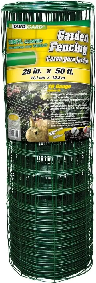 

4in-1in Mesh Welded Wire Fence 28inx50ft Vinyl Coated Galvanized Steel for Rabbit Garden Tree Protection