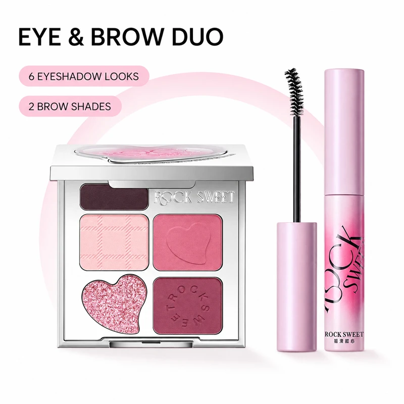 ROCK ROCK SWEET 5-Color Eyeshadow Palette & Tinted Brow Gel, High Pigment Matte Shimmer Eye Makeup Kit, Long Lasting Blendable Eyeshadow with Waterproof Brow Mascara, Natural Defined Brows, Everyday Smoky Glam Halloween Party Holiday Gift for Women and Girls - Aliexpress Deal